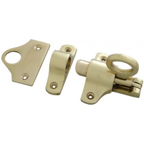 Fanlight Catch with 2 Keeps Polished Brass