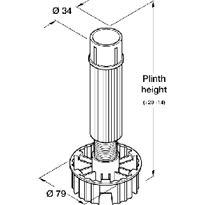 Foot and shaft sections, black plastic