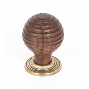 Rosewood and Antique Brass Beehive Cabinet Knob