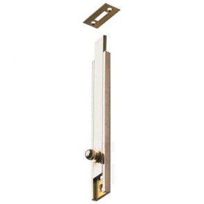 Furniture bolt, with straight slide, surface or semi-recessed mounting, brass