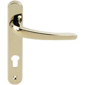 Lever handles, with profile cylinder backplate, 92 mm lock centres
