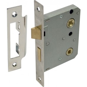 Mortice bathroom lock, 57 mm lock centres, 44/57 mm backset, for wooden doors