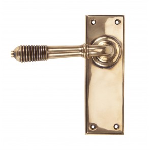 Reeded Lever Latch Set - Polished Bronze