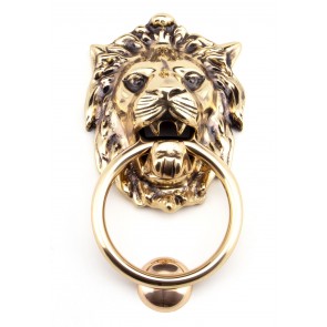 Lion Head Knocker - Polished Bronze