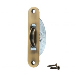 1¾" Ball Bearing Sash Pulley Radius Ends - Antique Brass