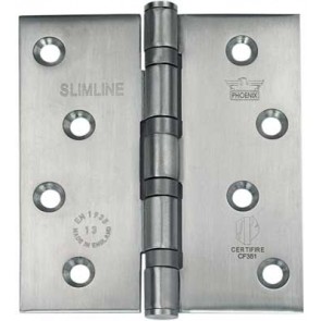 Slimline, stainless steel butt hinge, 102 x 89 mm, square corners