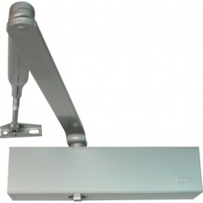 Dorma TS 83 overhead rack and pinion guide rail door closer, with flat form arm