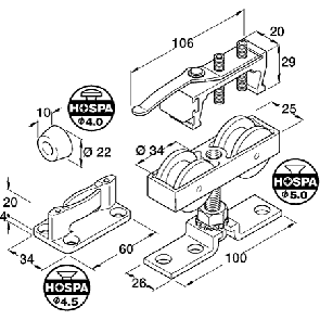 HAWA-Junior 80 /  Inox Fitting Set