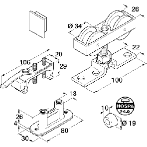 HAWA-Junior 80/M Fitting Set