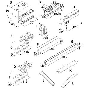 HAWA-Centrefold 80/H fitting set