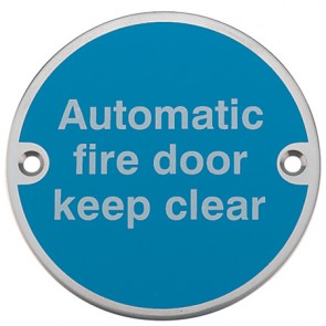 Automatic fire door keep clear fire signs