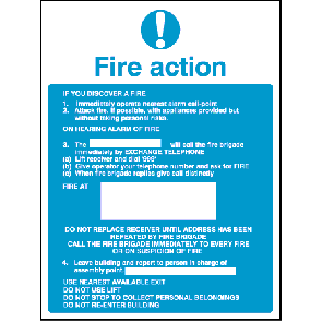 Fire Action Sign 200x150mm