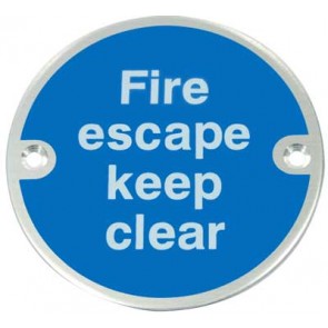 Fire Escape Keep Clear Circle Dia76mm Ss