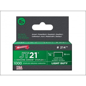 Staples for JT21 T27 Box 1000  6mm 1/4in