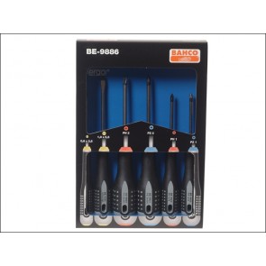 BE-9886 Ergo Screwdriver Set 6 Piece PZ/PH/FL