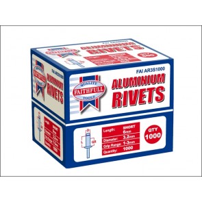 Aluminium Rivets 3mm Short (Pack of 1000)