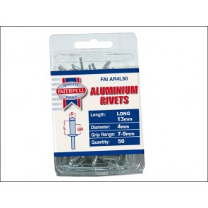 Aluminium Rivets 4mm Long Pack 50