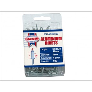 Aluminium Rivets 4mm Medium (Pack of 100)