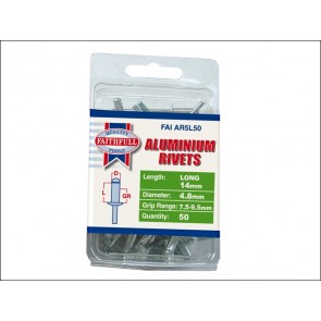 Aluminium Rivets 5mm Long Pack 50