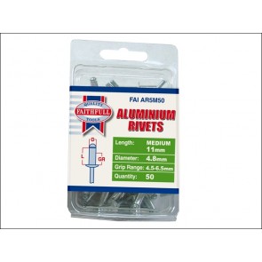 Aluminium Rivets 5mm Medium Pack 50