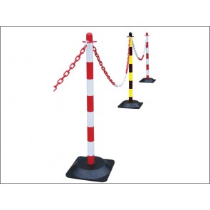 Plastic Post for Chain - Red / White