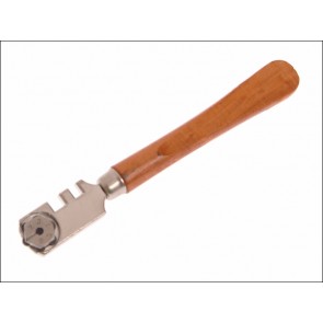 Six Wheel Glasscutter Tungsten Carbide - Wood Handle