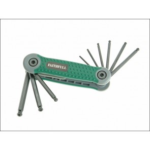 Folding Hex Key Set 9 Ball End A/F