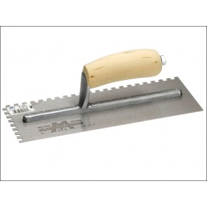 702S Square Notched Trowel - Wooden Handle