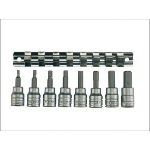 M3811 Socket Clip Rail AF Hex 8 Piece Set 3/8 Drive