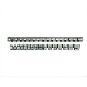 M3816 Socket Clip Rail Metric 16 Piece Set 3/8in Drive