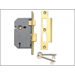 2277 3 Lever Mortice Sash Lock Polished Brass 65mm 2.5in Boxed
