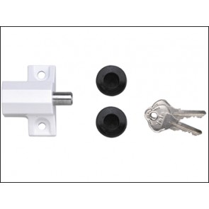 P114 Patio Door Lock White Finish Visi Pack