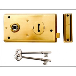 P401 Rim Lock Polished Brass Finish 138 x 76mm Visi Pack