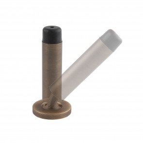 Sprung Wall Mounted Door Stop - 76mm - Antique Brass