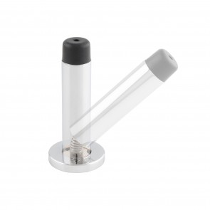 Sprung Wall Mounted Door Stop - 76mm - Polished Chrome