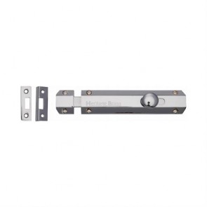 6" Surface Mounted Flat Bolt - Polished Chrome