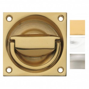 Flush Ring Pull Handle to Operate Mortice Latch 75 x 75 mm - Various Finishes