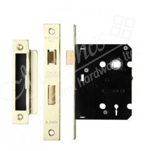 3 Lever Sash Lock - Brass (Various Sizes)