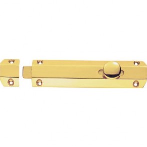 Surface Bolt with 3 Keeps - Polished Brass - Various Sizes