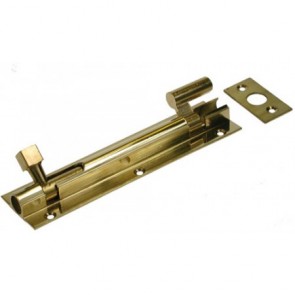 Cranked Barrel Door Bolt - Polished Brass - Various Sizes