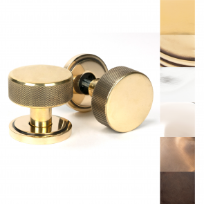 Brompton Mortice/Rim Knob Set (Art Deco) - Polished Brass