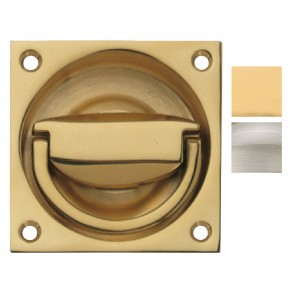 Flush Ring Pull Handle to Operate Mortice Latch 90 x 90 mm - Various Finishes 
