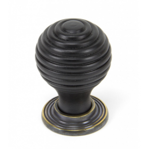 Ebony and Antique Brass Beehive Cabinet Knob