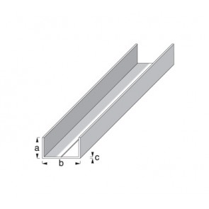 Rectangular U Profile 1m x 11.5mm x 19.5mm x 1.5mm - Aluminium 