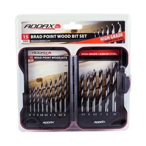 15 Piece HSS Brad Point Wood Drill Bit Set