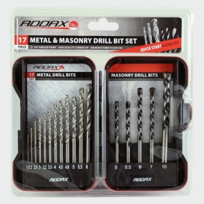 17 Piece HSS (12) & Masonry Drill (5) Bit Set