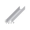 Rectangular U Profile 1m x 11.5mm x 19.5mm x 1.5mm - Aluminium 